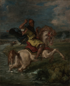 Moroccan Horseman Crossing a Ford by Eugène Delacroix