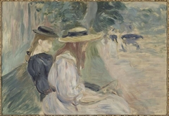 On a bench in the Bois de Boulogne by Berthe Morisot