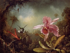 Orchid with Two Hummingbirds by Martin Johnson Heade