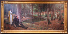 Painter Friedrich König and Ida Kupelwieser in the forest by Maximilian Lenz