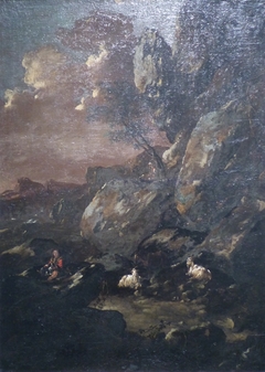 Paysage avec chèvres et chevrier by Philipp Peter Roos