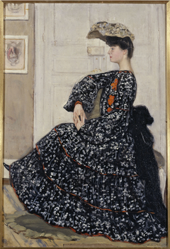 Portrait de femme en robe mouchetée by Henry Caro-Delvaille