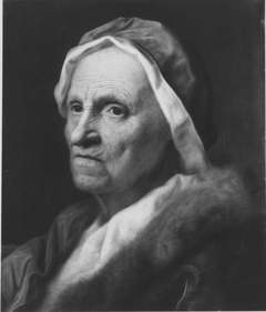 Portrait of an old woman with fur by Balthasar Denner