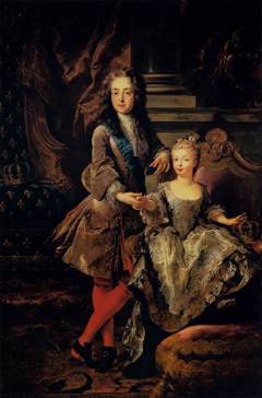 Portrait of Louis XV of France with his "fiancée" Mariana Victoria of Spain by Jean François de Troy