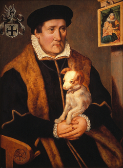 Portret van een man met een hond by Anonymous