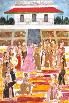 Prince playing Holi in harem by Anonymous