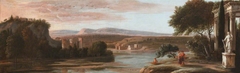 River Landscape with Classical Ruins and a Castle by Hendrick Danckerts