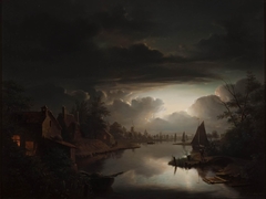 Rivierlandschap in de zilveren maneschijn by Petrus van Schendel