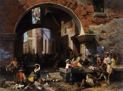 Roman Fish Market. Arch of Octavius by Albert Bierstadt