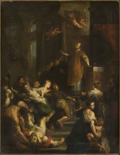 Saint before an altar by Peter Paul Rubens