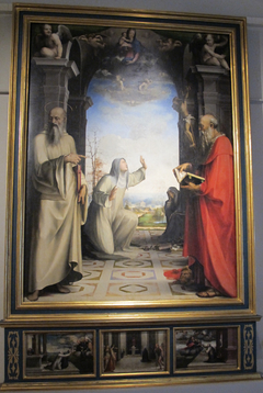 Saint Catherine of Siena receiving the stigmata between Saints Benedict and Jerome by Domenico di Pace Beccafumi