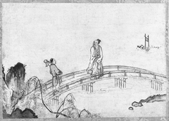 Scholar on a Bridge in a Landscape by Bunsei