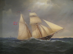 Schooner in choppy seas by Johan Fredrik Eckersberg