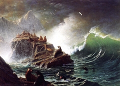 Seals on the Rocks, Farallon Islands by Albert Bierstadt