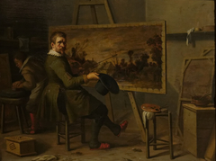 Self-portrait of Joost Cornelisz. Droochsloot in his atelier by Cornelis Droochsloot