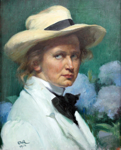 Self-Portrait with a Hat by Ottilie Roederstein