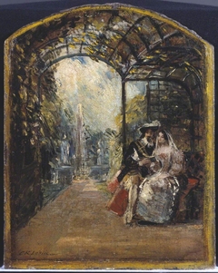 Sketch for ‘The Duke and Duchess Reading “Don Quixote”’ by Charles Robert Leslie