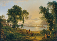 Sonnenuntergang über den Campi Flegrei gegen die Inseln Procida und Ischia by Josef Rebell