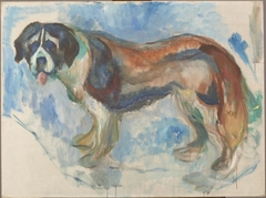 St. Bernhard Dog in Snow by Edvard Munch