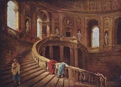 Staircase in the Villa Farnese at Caprarola by Hubert Robert