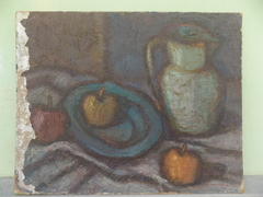 Still life (three apple and bark) by Bela Pehan