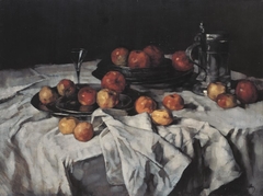 Still Life with Apples, Wine-Glass and Pewter Jug by Carl Schuch