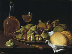 Still Life with Bread Pomegranates Figs and Tableware by Luis Egidio Meléndez