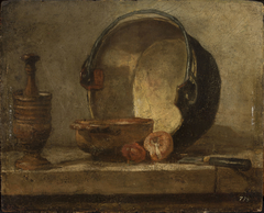 Still life with kitchen utensils by Jean-Baptiste-Siméon Chardin