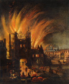 The Great Fire of London, with Ludgate and Old St. Paul' by Anonymous