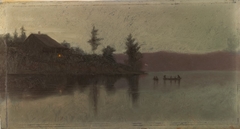 The Light of the "Smudge" and After Sunset Glow: Row Song at Chateaugay by Abbott Handerson Thayer