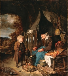 The Pancake Baker with a Boy by Gabriël Metsu