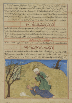 The Prophet Muhammad Overcomes Rukana ibn Abd Yezid, from a Manuscript of Hafiz-i Abru’s Majma’ al-tawarikh by Anonymous