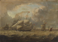 The Vestal Frigate, "Emerald", with Princess Victoria on board, 24th July 1833. by John Christian Schetky