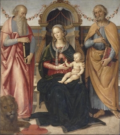 The Virgin Enthroned with the Child between Saint Jerome and Saint Peter by Pietro Perugino