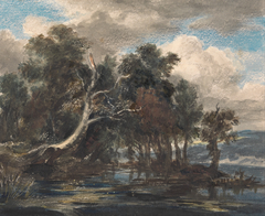 Trees by a River, Cloudy Sky by Anonymous