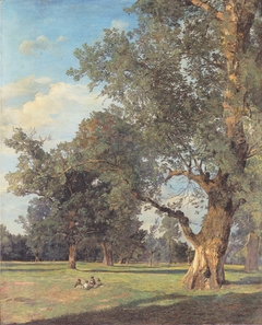 Trees in the Prater with seated figures by Ferdinand Georg Waldmüller