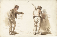 Twee studies van een staande man by Abraham Johannes Ruytenschildt