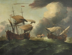 Two English third-rates at sea in a gale by Willem van de Velde the Younger