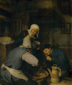 Two Peasants Feasting by Adriaen van Ostade