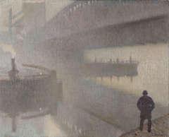 Under Windsor Bridge on the Irwell, Manchester by Pierre Adolphe Valette