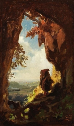 Gnome watching railway train by Carl Spitzweg