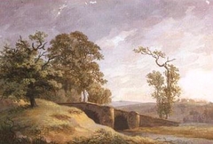 Landschaft mit Brücke by Caspar David Friedrich