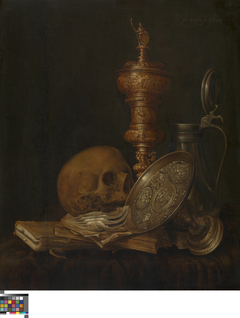 Vanitas met pronkbokaal en tazza by Jan Hendricksz van Zuylen