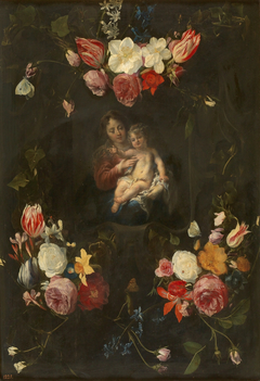 Virgin and Child in a Flower Garland by Daniel Seghers