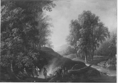 Waldlandschaft mit Zigeunerlager by Johann Andreas Herrlein