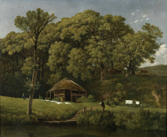 A Barn on the Bank of a Stream in Gelderland by Wouter Johannes van Troostwijk