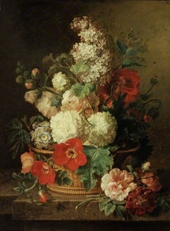 A basket of flowers by Cornelis van Spaendonck