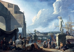 A Capriccio View of Rome with the Castel Sant'Angelo by Johannes Lingelbach