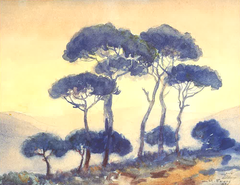 A Group of Pines in Bekfaya by Moustafa Farroukh