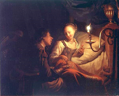 A Man Offering Gold and Coins to a Girl by Godfried Schalcken